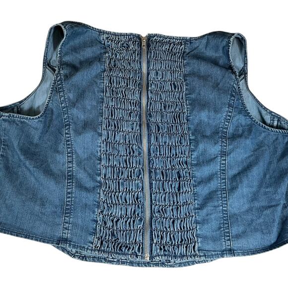 Lane Bryant Size 22 Denim Cropped Corset Tank Top Zip Back Stretch NWT Stretch - Picture 8 of 10